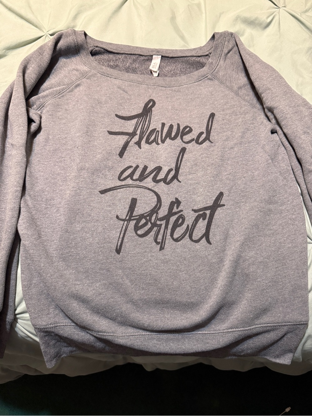 Flawed and Perfect Gray Off-shoulder  Women's Sweatshirt